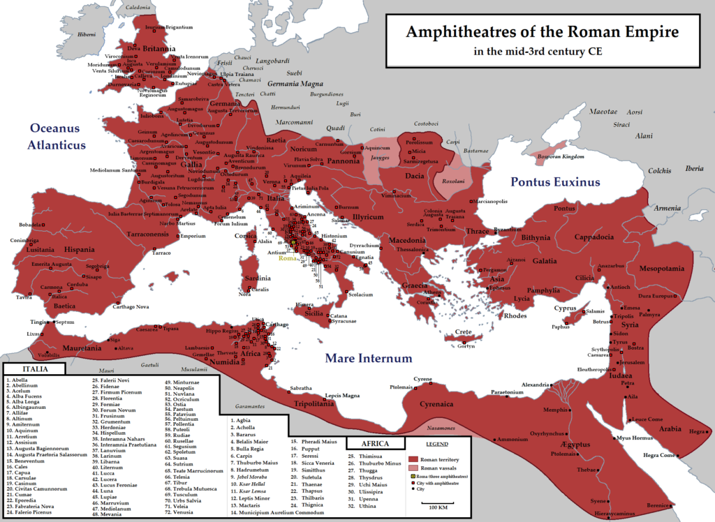 Roma İmparatorluğu'nun Sahip Olduğu Amfitiyatroların Listesi